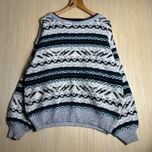 Vintage Expressions Pullover Sweater Mens Large Gray Acrylic Knit Casual 90s